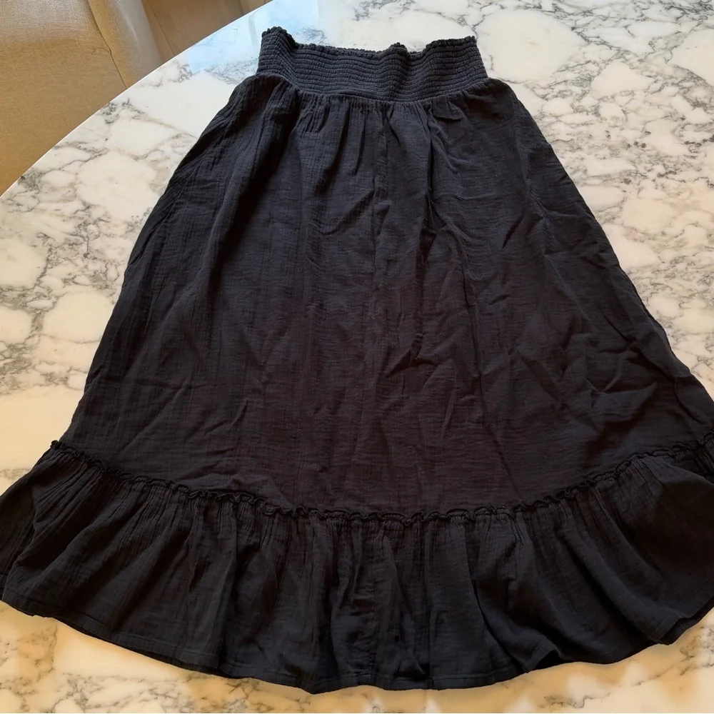 Quince Black Maxi Skirt with Smocked Waist NWT - Picture 8 of 14